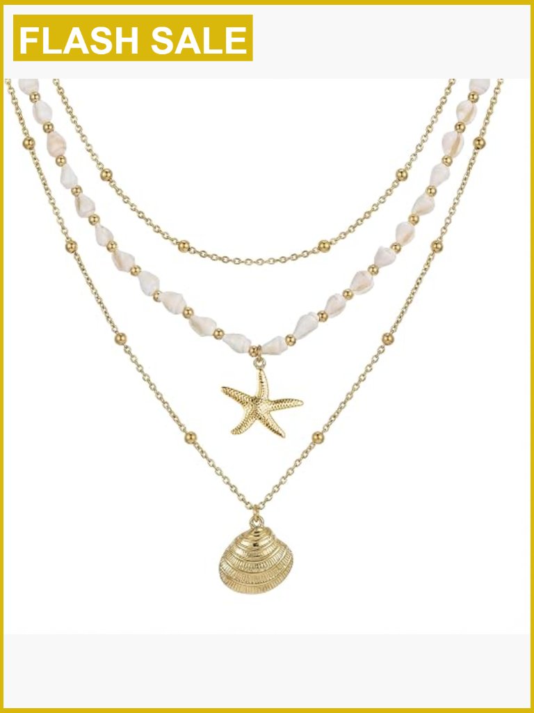 Seashell Starfish Layered Dainty Choker Beach Summer Pearl Necklace